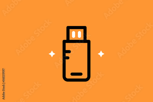 usb drive illustration in flat style design. Vector illustration and icon.