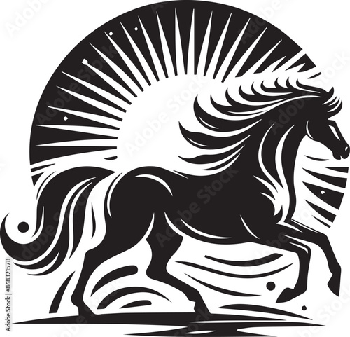 Wallpaper Mural horse silhouette isolated on white Torontodigital.ca