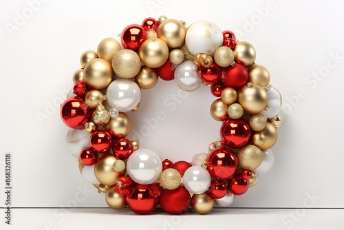 Christmas wreath decoration on white background