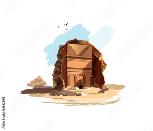 Hegra, an Ancient City in Saudi Arabia Untouched for Millennia. Illustration
