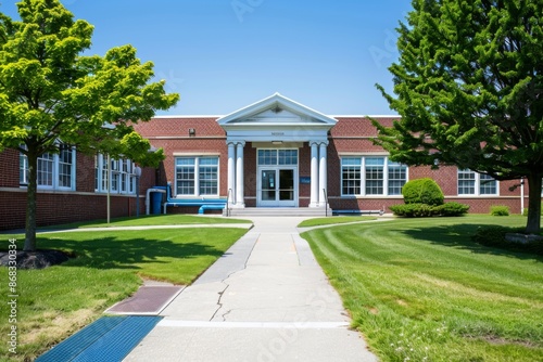 A photo of the exterior front entrance to an elementary school © Snowstudio