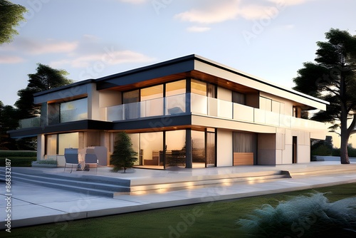 3d rendering of a modern house.  © MUmar