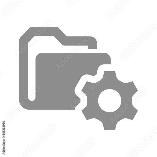 File folder and gear or cogwheel icon. Directory settings and setup symbol.