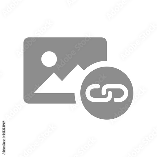 Link photo vector icon. Share or upload image or picture symbol.