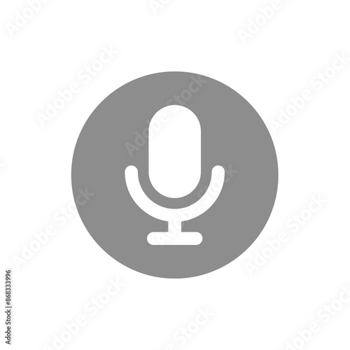 Microphone in circle vector icon. Audio, broadcasting or podcast mic symbol.