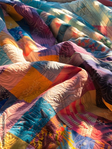 close-up of colorful quilt patterns in natural light © PSCL RDL