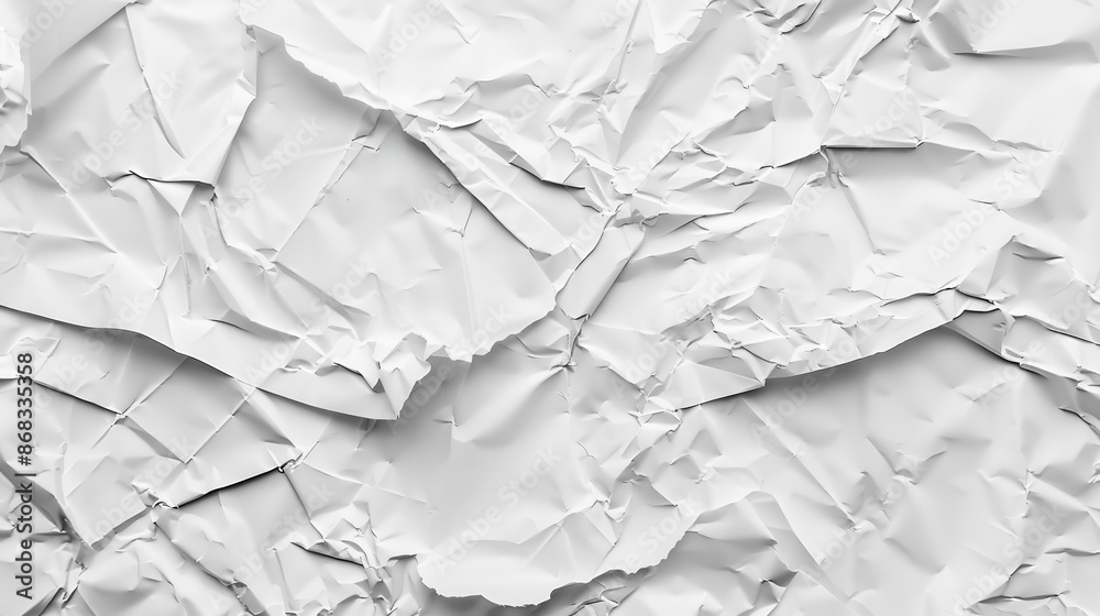 Fototapeta premium white crumpled and creased paper poster texture background