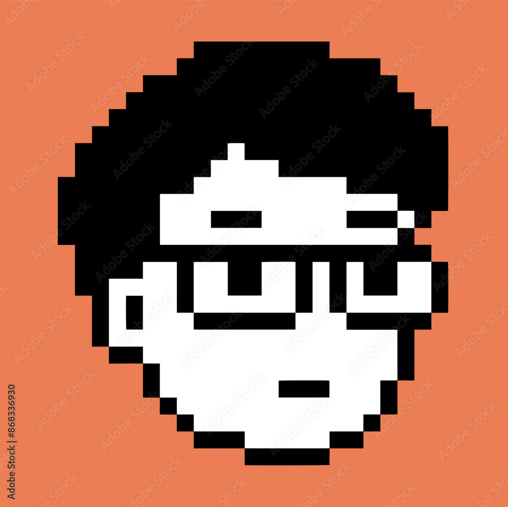 Fototapeta premium Male pixel art character logo icon vector