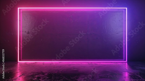 Vibrant Neon Frame on Dark Background. Cyberpunk, Synthwave, or Vaporwave Aesthetic for Design