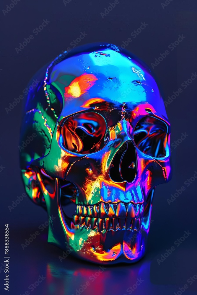 Holographic Skull Art with Vibrant Neon Colors Holographic Skull Art with Vibrant Neon Colors