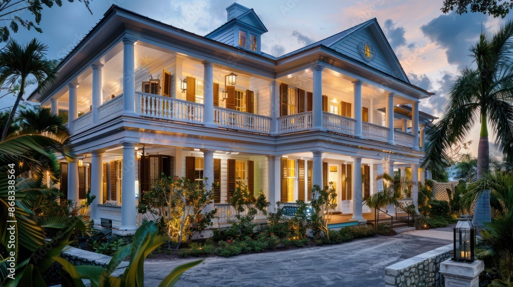 historical inn with restored Bahama shutters, maintaining its architectural integrity while adding contemporary functionality historical inn with restored Bahama shutters, maintaining its architectural integrity while adding contemporary functionality