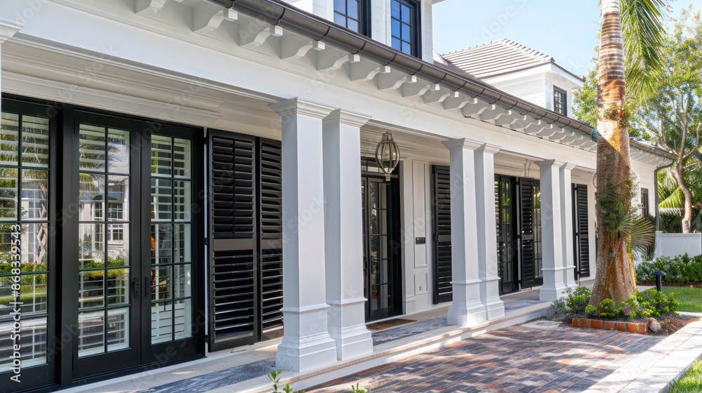 custom made wallpaper toronto digitalhistorical renovation with period-accurate Bahama shutters in classic black, restoring the propertya??s traditional elegance