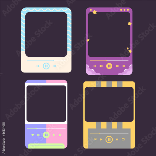 cute music play with blank frame for album photo template