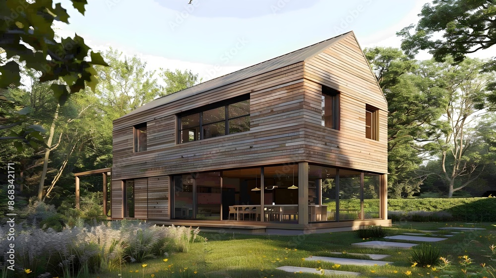 saltbox house with cedar wooden cladding under daylight saltbox house with cedar wooden cladding under daylight