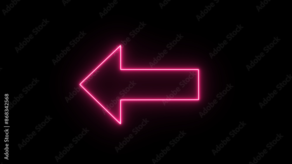 Neon abstract directional arrow icon, Neon light sign symbol on black background Neon abstract directional arrow icon, Neon light sign symbol on black background