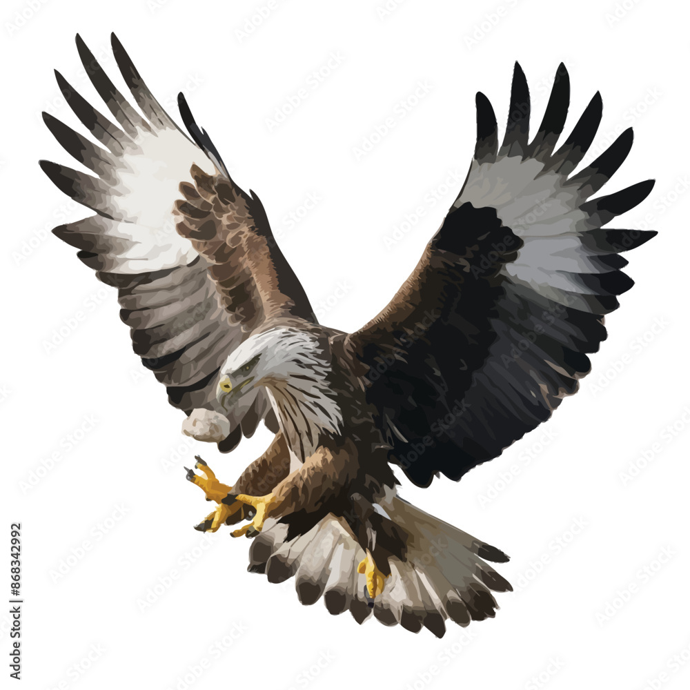 Obraz premium Harpy Eagle Flying catching a pray with white background