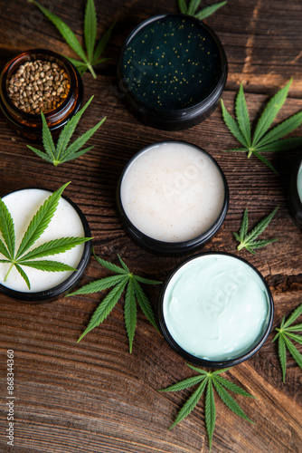 Cosmetics hemp, medical marijuana concept