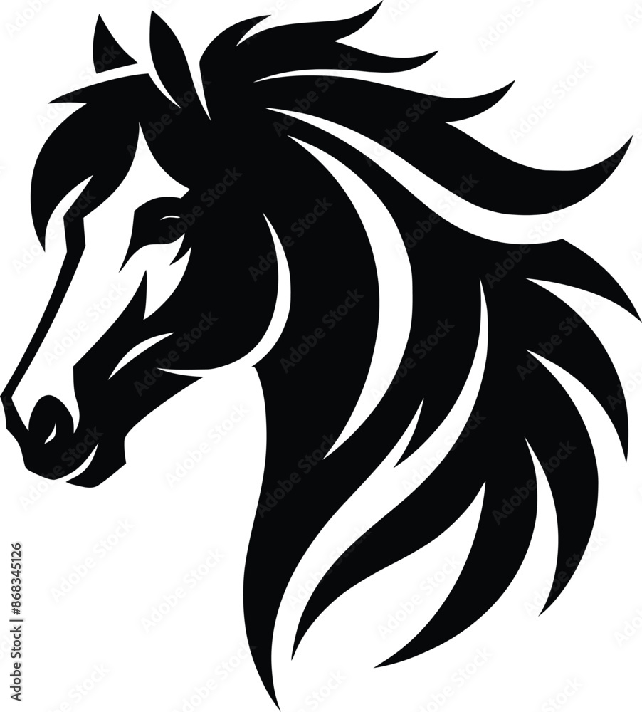 Obraz premium Beautiful Black And White Horse Silhouette