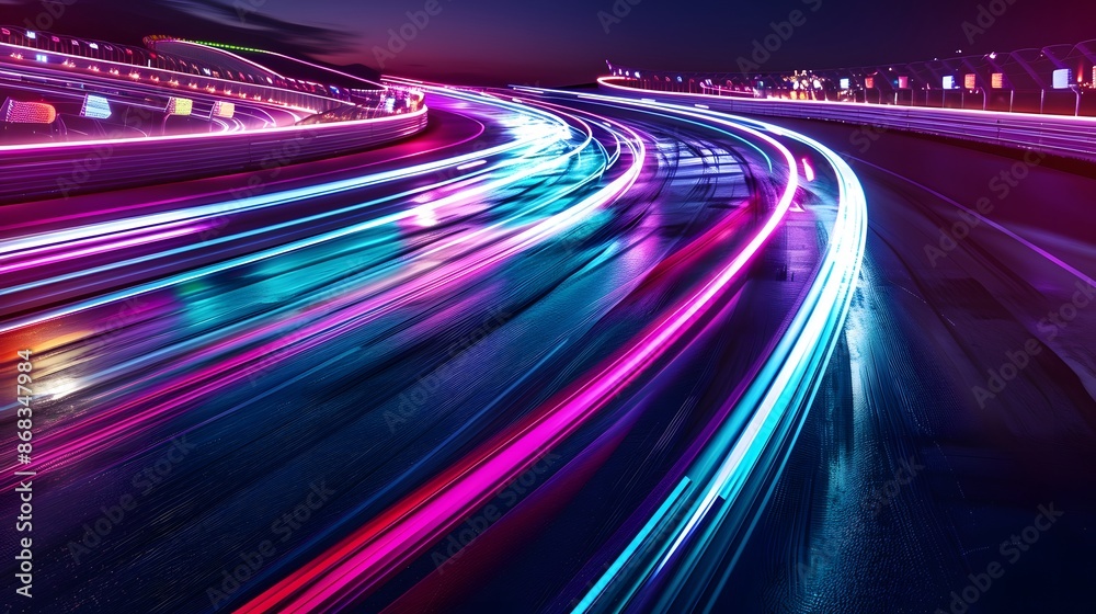Racing Speed and Light Streaks at Night Racing Speed and Light Streaks at Night