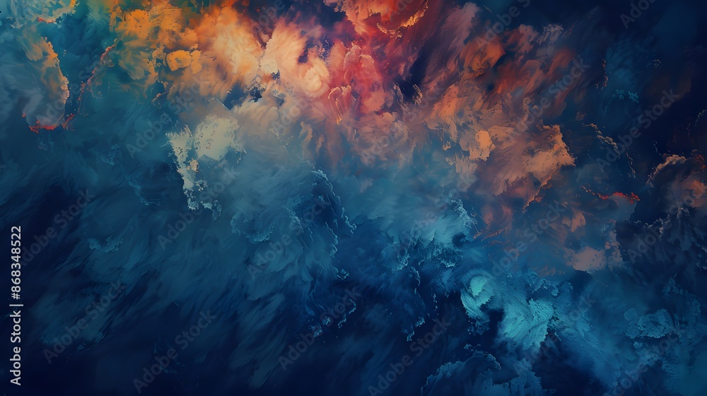Abstract Cloudy Sky in Blue and Orange Hues Abstract Cloudy Sky in Blue and Orange Hues