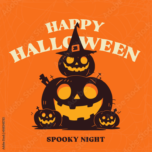 Happy halloween banner or party invitation background. Vector illustration.