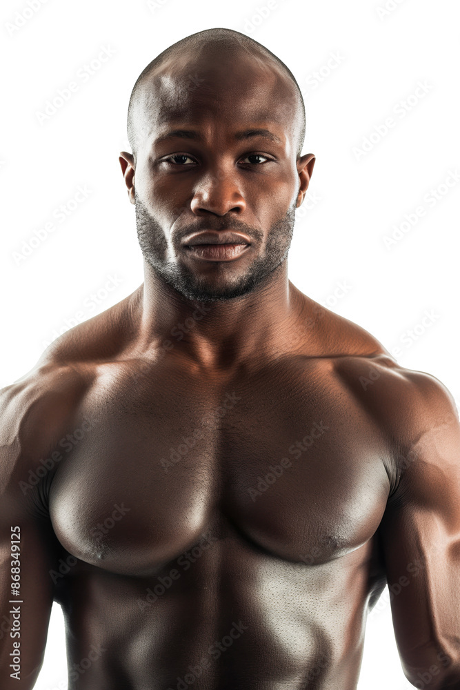 Muscular African American Man with Intense Expression Muscular African American Man with Intense Expression