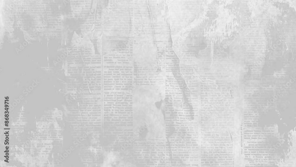 noisy classical retro vintage newspaper background, filmmaking motion design overlay layer mask, texture, textured aged paper, black and white, retrospect ancient 