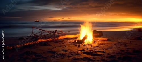 Sunset Bonfire on the Beach