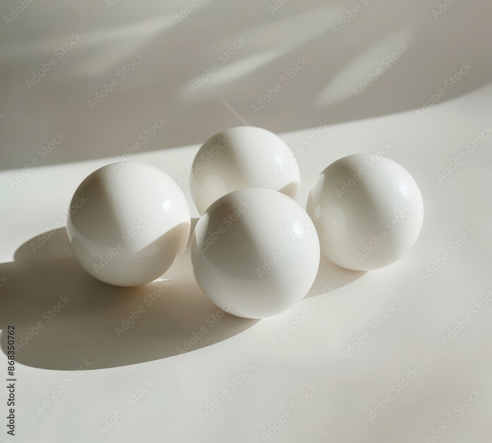 White Ceramic Orbs on a Light Gray Surface