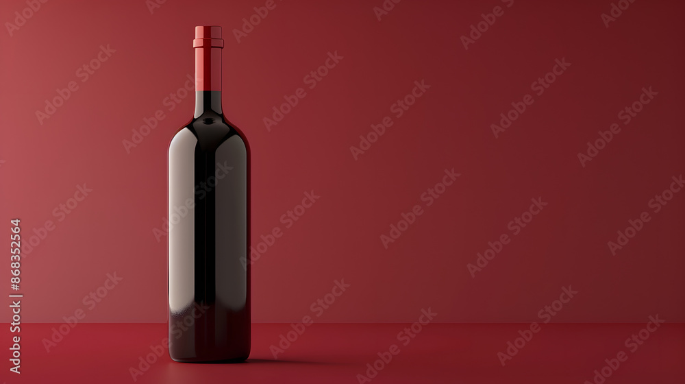 rendered bottle of vine on the solid background, mockup, 8k