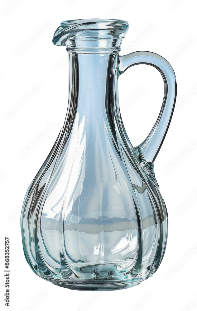 Clear glass carafe with handle, cut out - stock png.