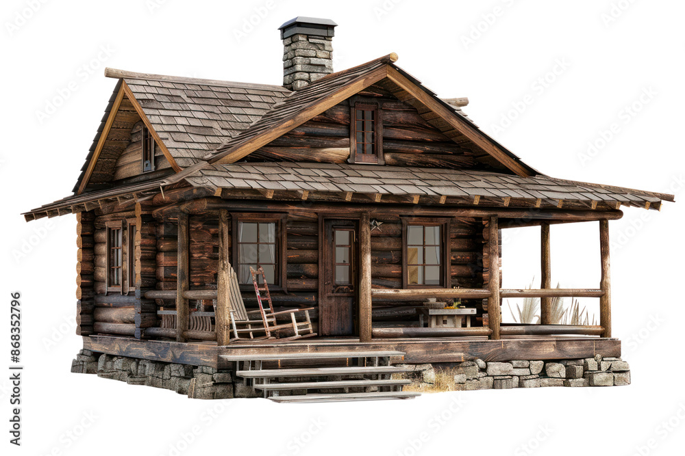 Cozy rustic wooden cabin with porch and stone chimney, perfect for a serene getaway in nature. Ideal for retreats and vacations. Cozy rustic wooden cabin with porch and stone chimney, perfect for a serene getaway in nature. Ideal for retreats and vacations.
