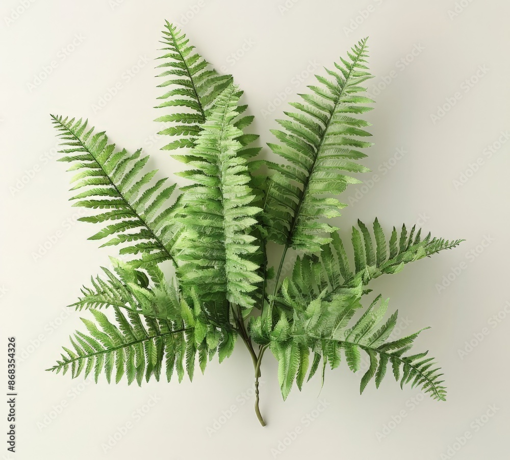 Vibrant Green Fern Bundle on White Background Vibrant Green Fern Bundle on White Background