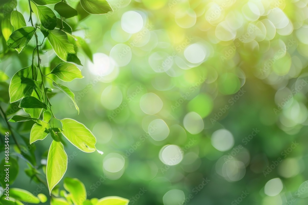 Naklejka premium Green Leaves and Sunlight Bokeh