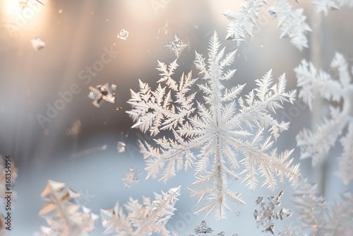 A winter frost icon, delicate and intricate on a windowpane