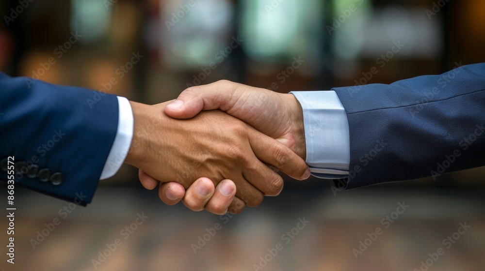 Two men shaking hands in a business setting Two men shaking hands in a business setting