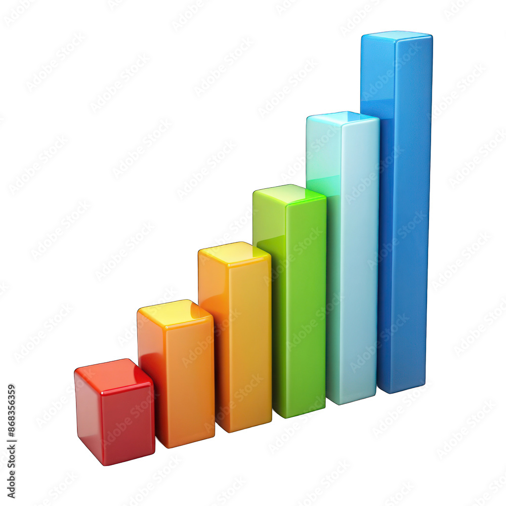 Graph bar 3d isolated on transparent background Graph bar 3d isolated on transparent background