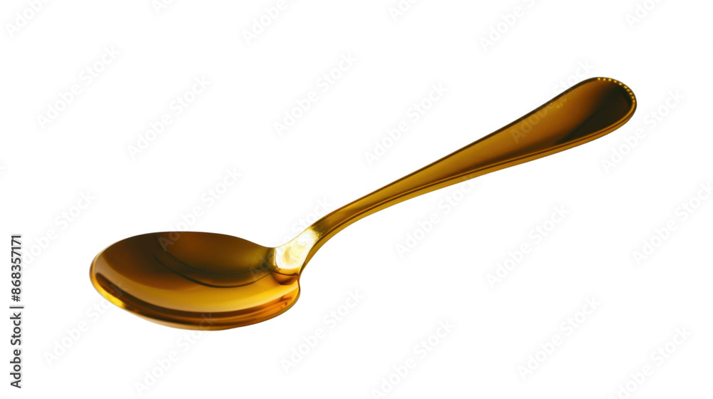 Golden spoon on transparent background