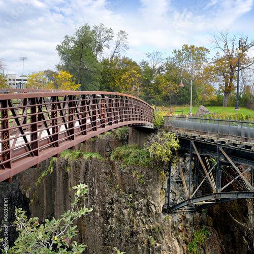 Bridge over the river, Mary Ellen Kramer Great Falls Park, City Of Paterson, New jersey, USA