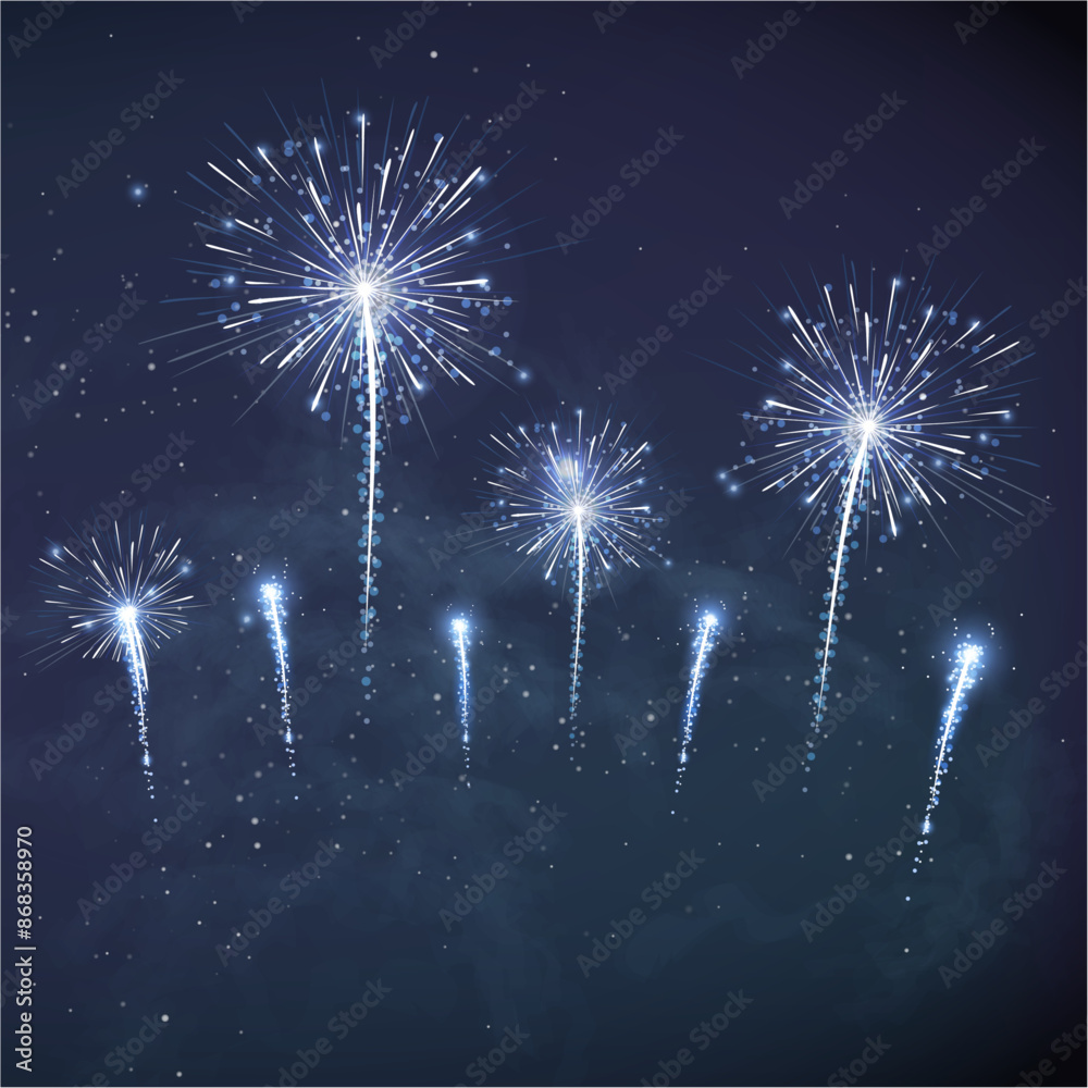 Obraz premium Bright fireworks on night sky