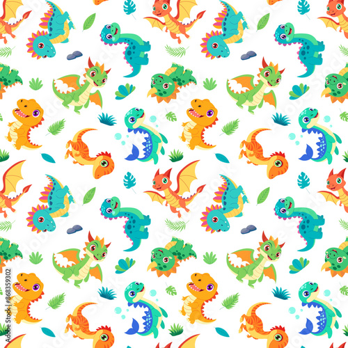 Dino Delight Seamless Pattern: Playful Prehistoric Design