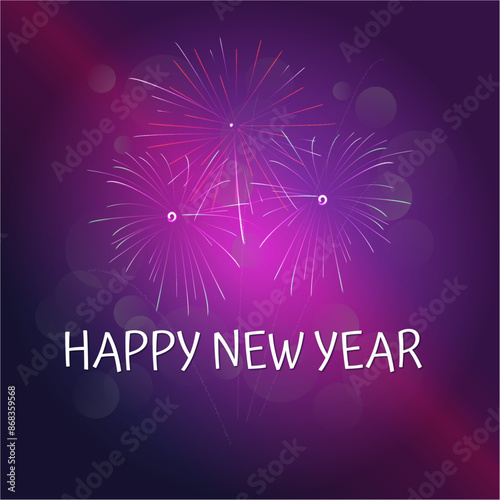 Brightly colorful fireworks on twilight background with free space for text.