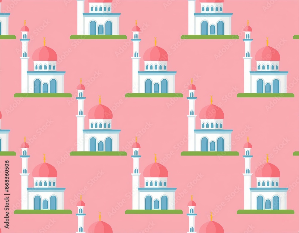 pattern with mosque icon pattern with mosque icon