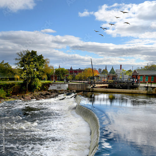 Panoramic view of the river in park, Mary Ellen Kramer Great Falls Park, City Of Paterson, New jersey, USA