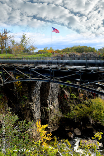 Iron bridge over the river, Mary Ellen Kramer Great Falls Park, City Of Paterson, New jersey, USA photo