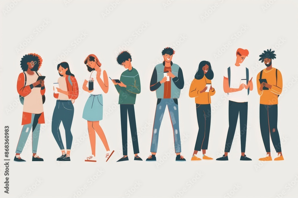 illustration people with smartphone illustration people with smartphone