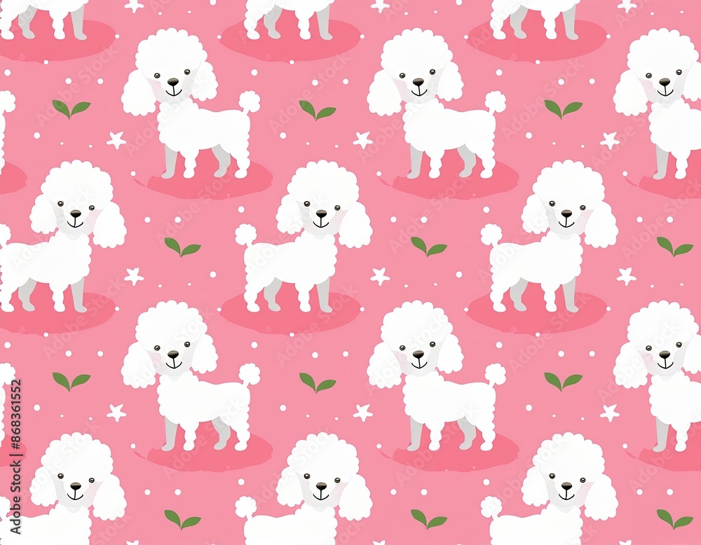 seamless pattern with dog. cute Bichon Frise. Dog cute pattern. background pink seamless pattern with dog. cute Bichon Frise. Dog cute pattern. background pink