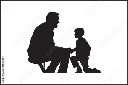  Generations United: Grandpa and Grandson Silhouette Art"