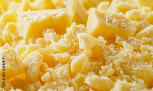 Close-up of Shredded Cheese with a Soft Focus Background