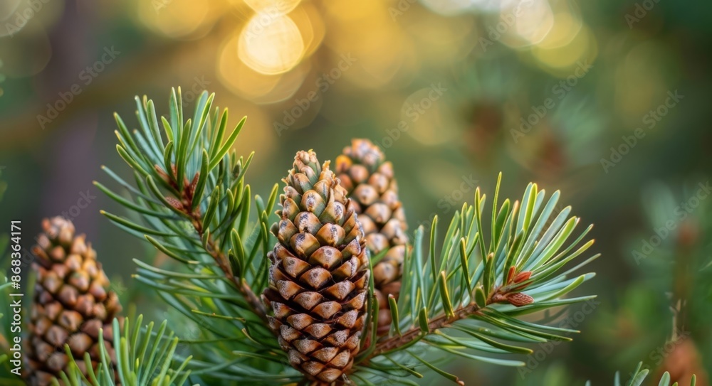 Close-up of Pine Cones on a Tree Branch Close-up of Pine Cones on a Tree Branch